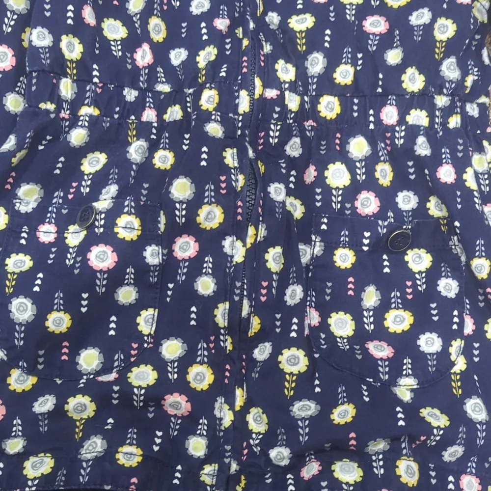 3/$30 Gymboree Floral Hooded Navy Blue Jacket Medium 7-8